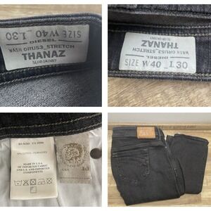 Diesel Thanaz Slim Skinny Faded Wash Denim Jeans Men W40 L30 Black 31"‎